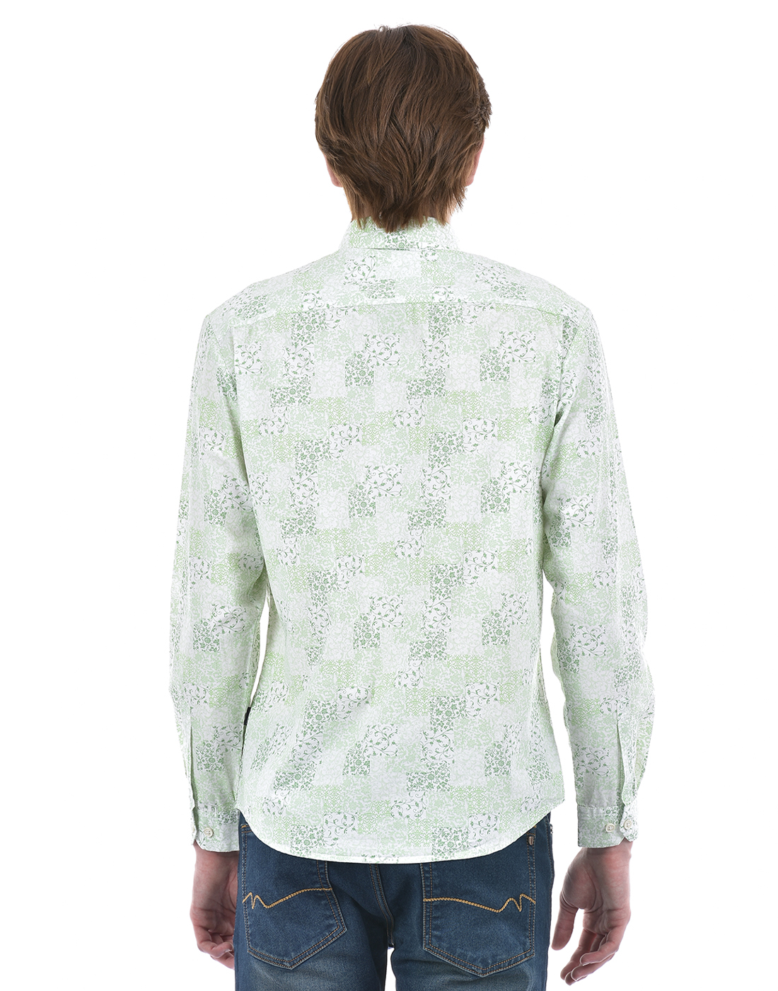 Numero Uno Men Floral Print Green Shirt